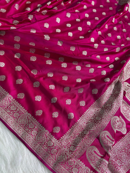 Rani Boota Satin Katan Silk Saree