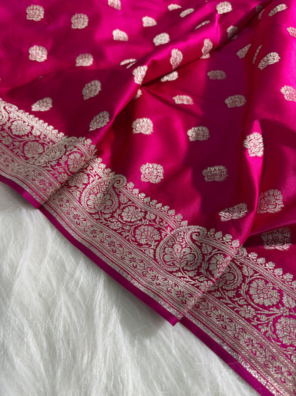 Rani Boota Satin Katan Silk Saree