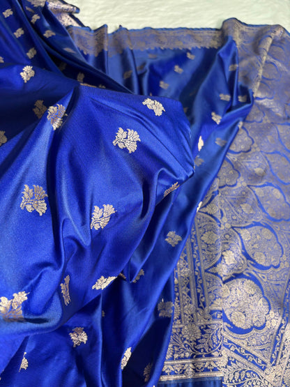 Saphhire Blue Katan Banarasi Silk Saree