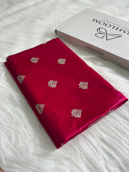 Rani Floral Booti Satin Katan Silk Saree
