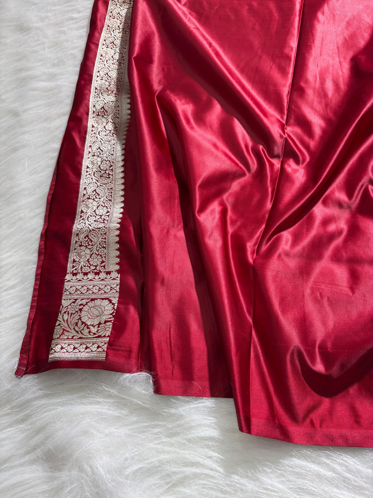 Rani Floral Booti Satin Katan Silk Saree