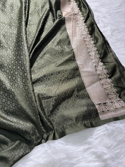 Light Wight Mashru Silk Boota in Mehandi Green Shades