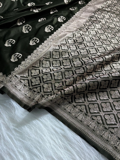 Light Wight Mashru Silk Boota in Mehandi Green Shades