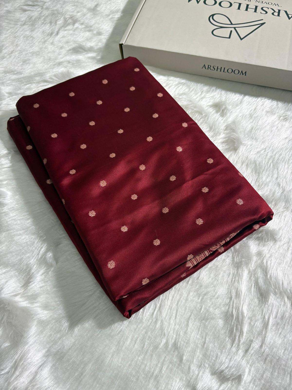 Maroon Shade Booti Pattern Mashru Silk Saree