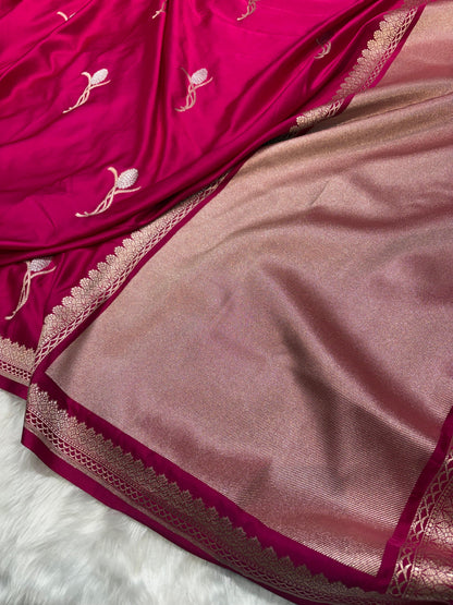 Rani Shades Mashru Motifs Silk Saree