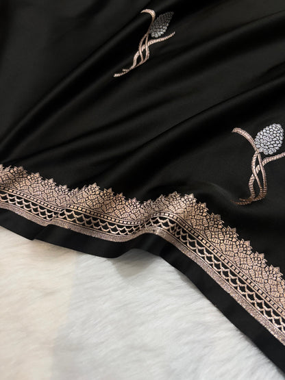 Black Shades Mashru Motifs Silk Saree