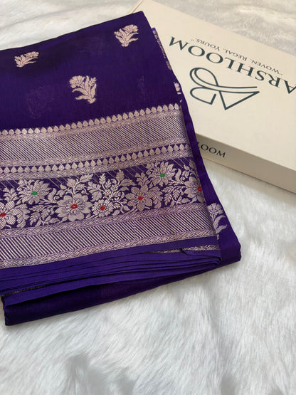 Purple Shade Minakari Pure Caramel Silk Saree