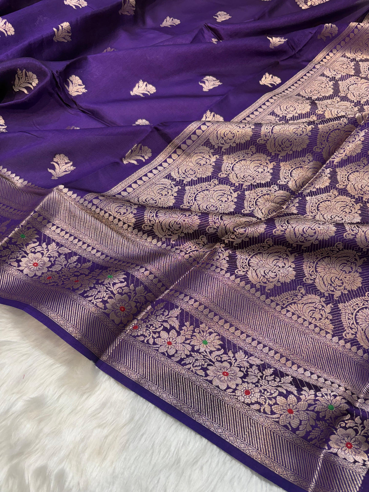 Purple Shade Minakari Pure Caramel Silk Saree