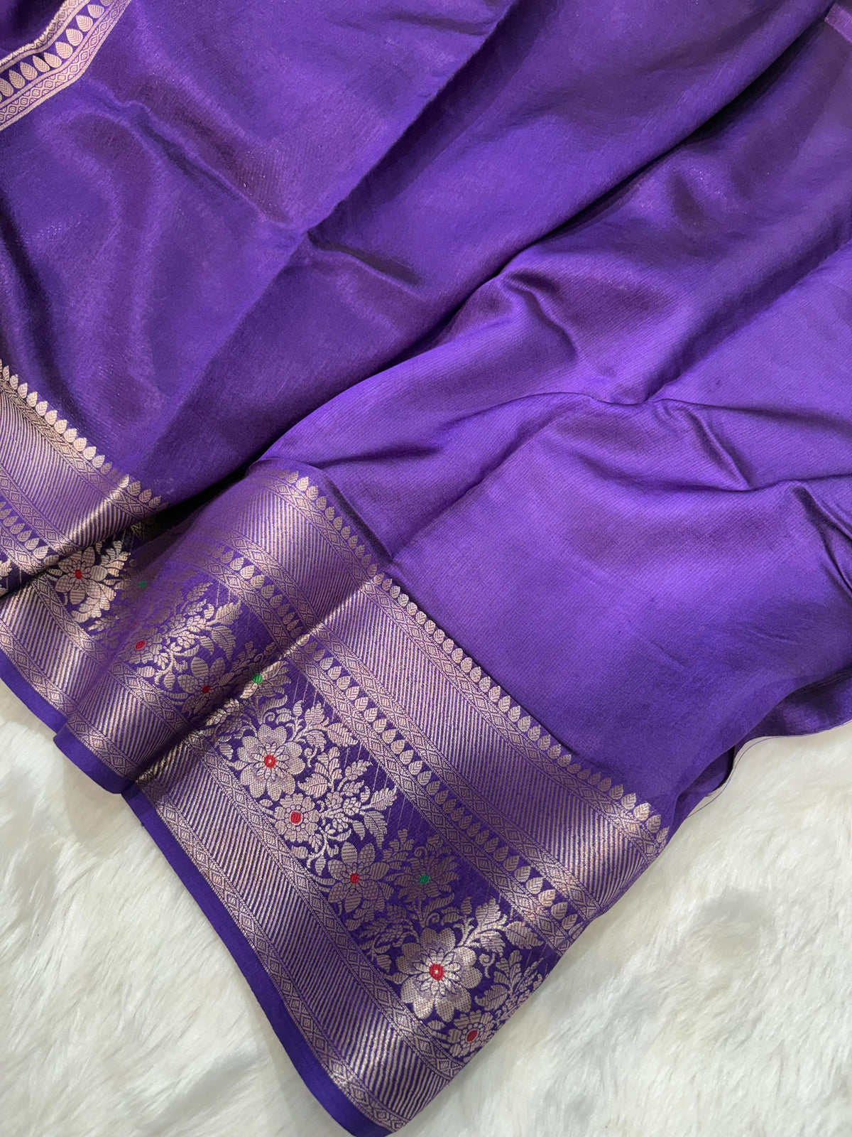 Purple Shade Minakari Pure Caramel Silk Saree