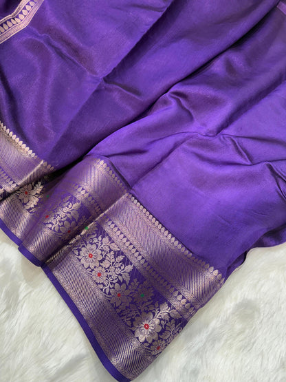 Purple Shade Minakari Pure Caramel Silk Saree
