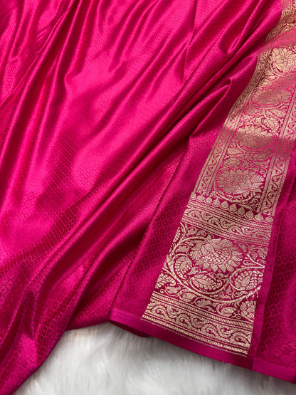 Rani Shades Floral Boota Pattern Mashru Silk Saree