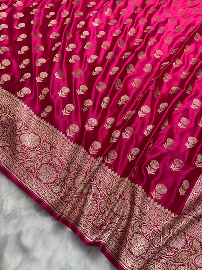 Rani Shades Floral Boota Pattern Mashru Silk Saree