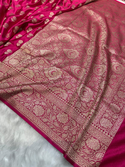 Rani Shades Floral Boota Pattern Mashru Silk Saree