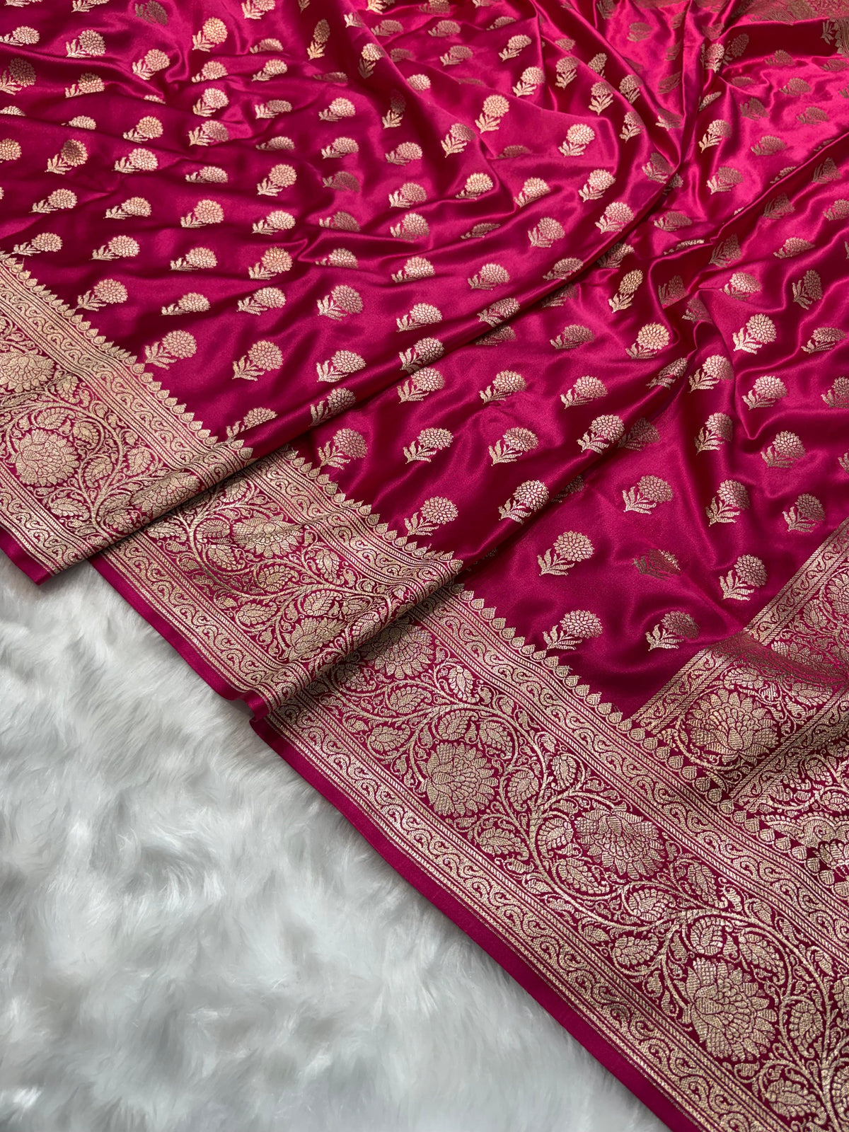 Rani Shades Floral Boota Pattern Mashru Silk Saree