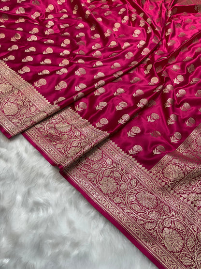 Rani Shades Floral Boota Pattern Mashru Silk Saree