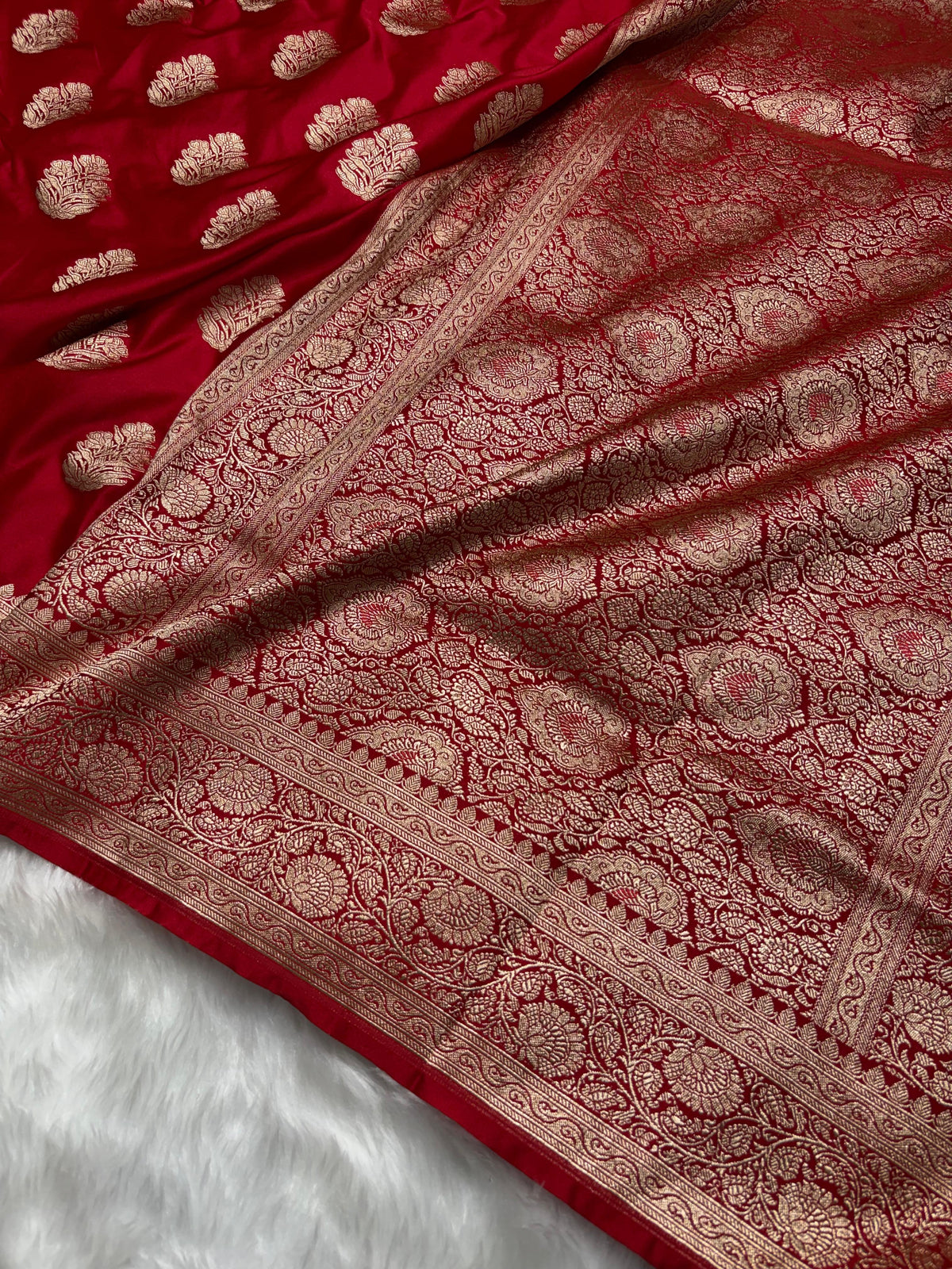 Banarasi Boota Red Shades Mashru Silk Saree