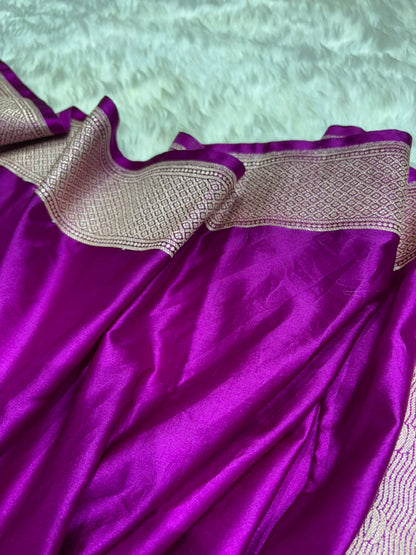 Banarasi Ghat Pattern Mashru Silk Saree In Purple Shades
