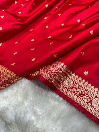 Banarasi Satin Silk Booti in Bridal Red Shades