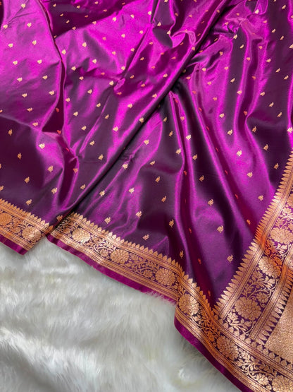 Banarasi Satin Silk Booti in Wine Shades