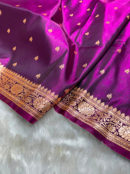 Banarasi Satin Silk Booti in Wine Shades