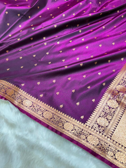 Banarasi Satin Silk Booti in Wine Shades