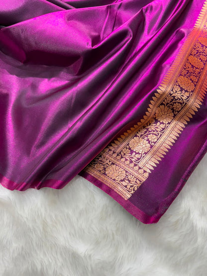 Banarasi Satin Silk Booti in Wine Shades
