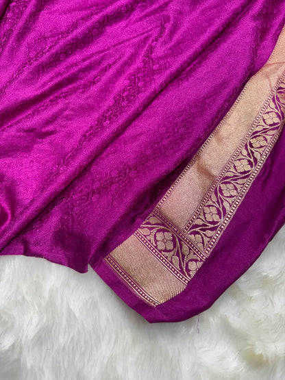 Purple Shades Floral Boota Mashru Silk Saree