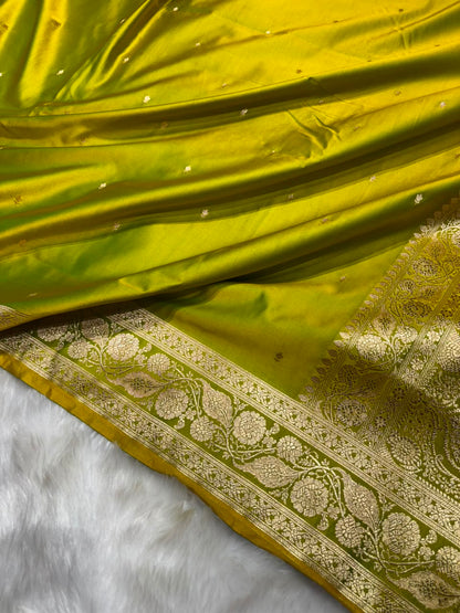 Liril Green Shades Booti Pattern Mashru Silk Saree