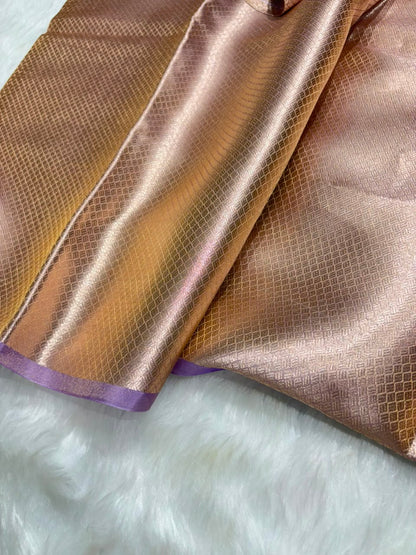 Lavender Lilac Pure Tissue Silk Saree with Brocade Blouse
