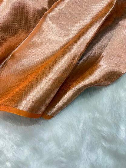 Orange Pure Tissue Silk Saree with Brocade Blouse