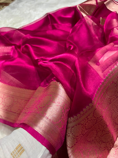 Rani Pure Tissue Silk Saree with Brocade Blouse