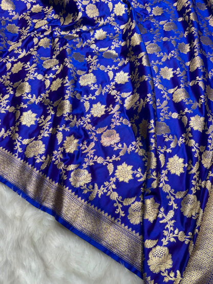 Royal Purple Shades Floral Jaal Pattern Mashru Silk Saree