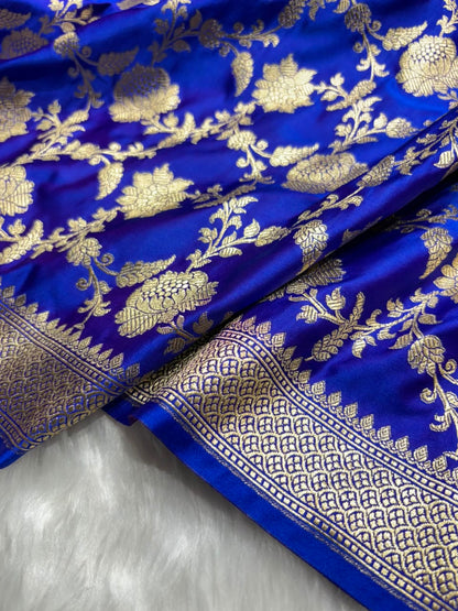Royal Purple Shades Floral Jaal Pattern Mashru Silk Saree