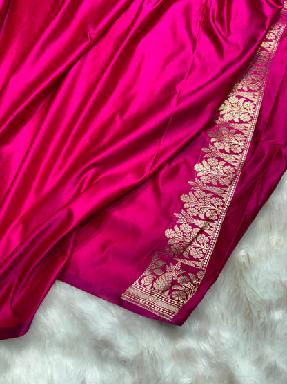 Rani Shades Floral Jaal Brocade Mashru Silk Saree Banarasi Saree Shades