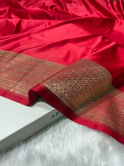 Banarasi Red Shades With Minakari Pallu Mashru Silk Saree