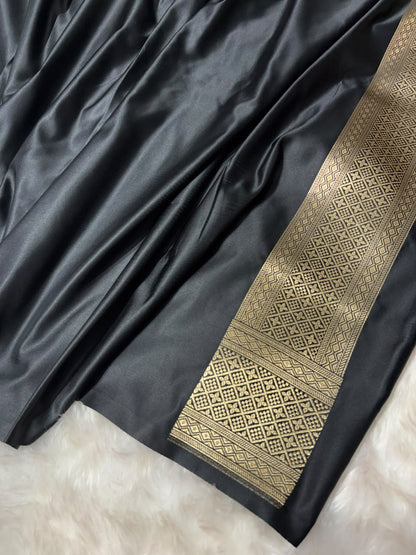 Banarasi Black Shades With Minakari Pallu Mashru Silk Saree
