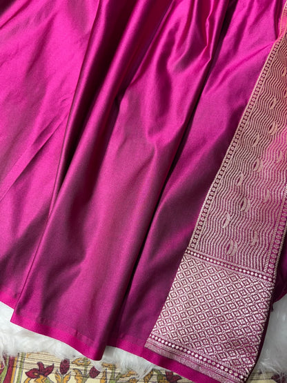 Banarasi Ghat Pattern Purple Satin Katan Silk Saree